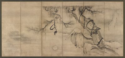 Affen und Bäume an einem Flussufer, Momoyama-Periode, Mitte - Ende des 16. Jahrhunderts von Sesson Shukei