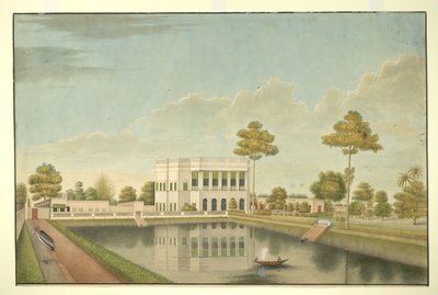 Calcutta-Haus umgeben von einem Garten mit Teich und Nebengebäuden von Shaik Muhammad Amir of Karraya