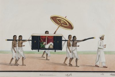 Thomas Holroyd liest in seiner Sänfte, ca. 1835 von Shaik Muhammad Amir of Karraya