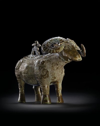 Rituelles Widder-Weingefäß, Gong von Shang Dynasty Chinese School