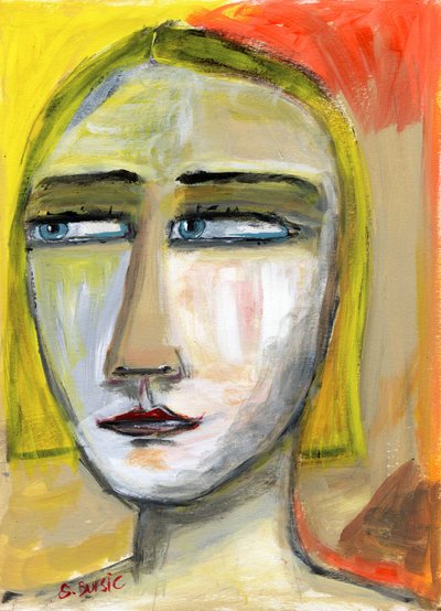 Blauäugige nachdenkliche Frau von Sharyn Bursic