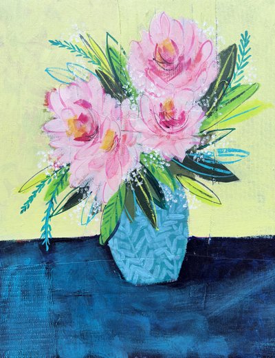 Abstrakter rosa Blumenstrauß von Shelley Hampe