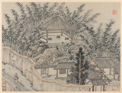 Zwölf Ansichten des Tigerhügels, Suzhou: Bambuspavillon, Tigerhügel, nach 1490 von Shen Zhou