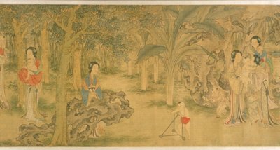 Frauen und Kinder in einem Garten von Shi Wang