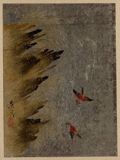 Vögel und hervorstehende Felsen von Shibata Zeshin