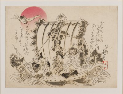 Die sieben Glücksgötter auf einem Takarabune, oder Schatzschiff von Shibata Zeshin