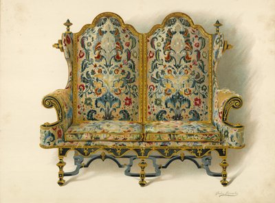 Sofa, Eigentum des Herzogs von Leeds (Chromolitho) von Shirley Charles Llewellyn Slocombe