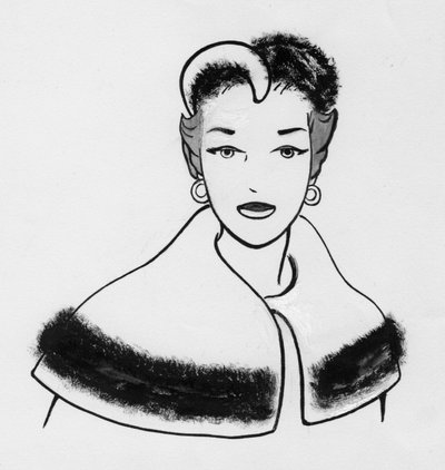 Frau mit pelzbesetztem Umhang und passendem Hut von Shirley Markham