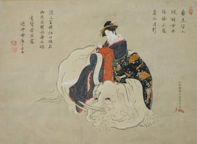 Kurtisane von Eguchi Eguchi no kimi, Malerei: 1770-80, Inschrift: 1820er-1830er von Shunsho