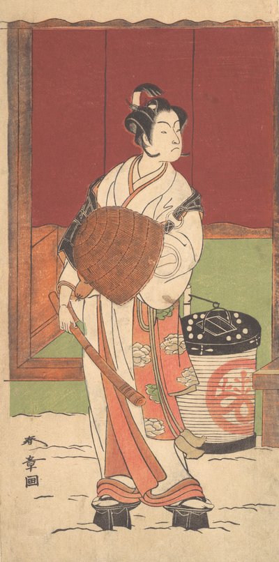 Der Schauspieler Ichikawa Monosuke II in der Rolle von Daito-no-miya verkleidet als Komuso, ca. 1772 von Shunsho