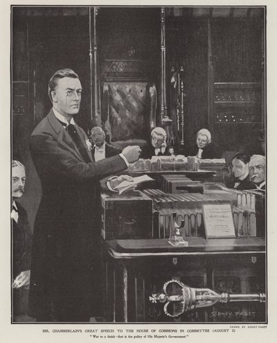 Joseph Chamberlains Rede über den Burenkrieg im Unterhaus am 2. August 1901 von Sidney Paget