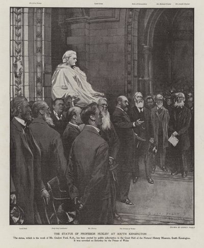 Die Statue von Professor Thomas Henry Huxley in der Großen Halle des Naturhistorischen Museums, South Kensington, London von Sidney Paget