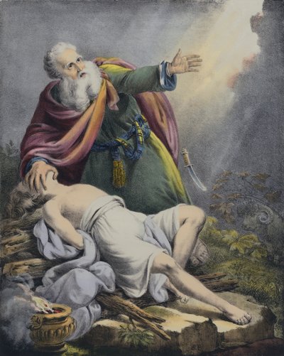 Abraham opfert seinen Sohn Isaak (farbige Gravur) von Siegfried Detler Bendixen
