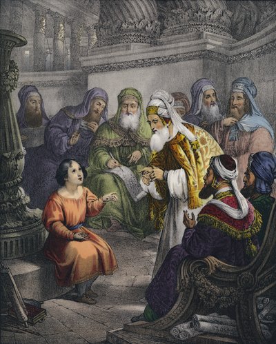 Christus mit den Ärzten im Tempel (farbiger Stich) von Siegfried Detler Bendixen