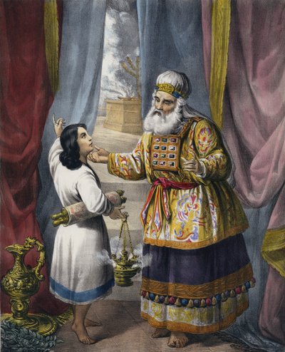 Eli befragt Samuel bezüglich der Vision (kolorierte Gravur) von Siegfried Detler Bendixen