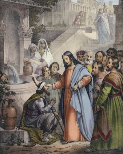 Jesus gibt einem Blindgeborenen das Augenlicht von Siegfried Detler Bendixen