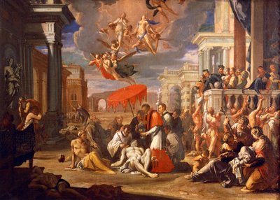 St. Karl Borromäus spendet 1576 die Heilige Kommunion an Pestopfer, von Sigismund Caula (1637-1713) von Sigismondo Caula