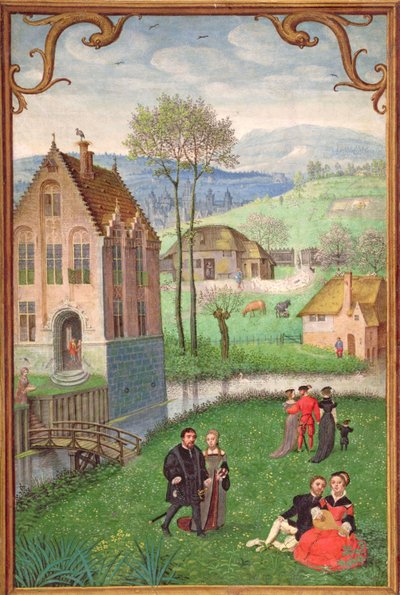 Add 18855 April: Liebespaare, aus einem Stundenbuch, c.1540 von Simon Bening