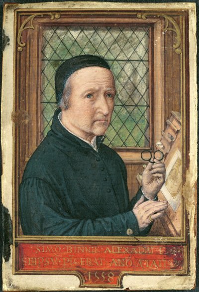 Selbstporträt von Simon Bening, aus einem Stundenbuch, ca. 1540 von Simon Bening