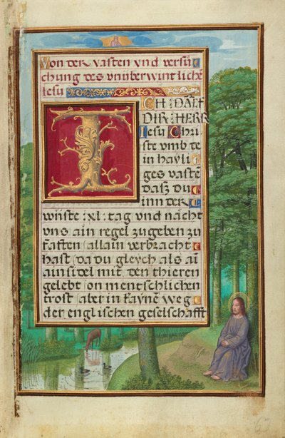 Rand mit Christus in der Wüste von Simon Bening