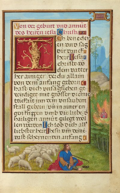 Rand mit Moses und dem brennenden Busch von Simon Bening