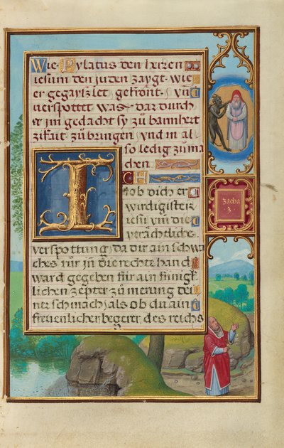 Rand mit der Vision des Hohenpriesters und des Teufels von Sacharja von Simon Bening
