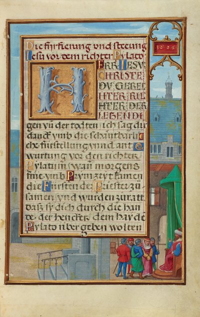 Rand mit einem gefangenen Propheten vor einem Fürsten oder König von Simon Bening