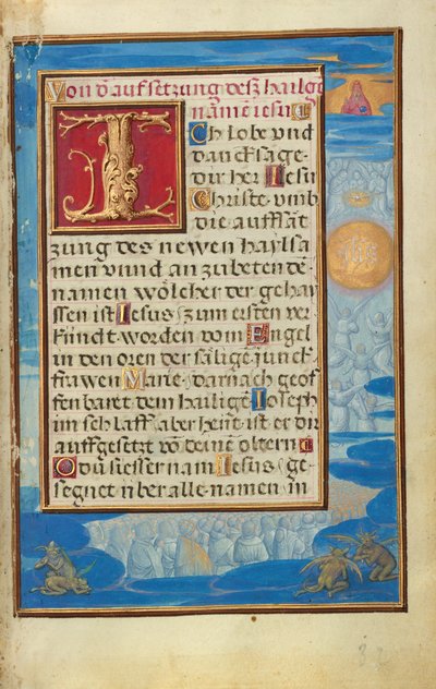 Rand mit der Anbetung des Namens Jesu von Simon Bening