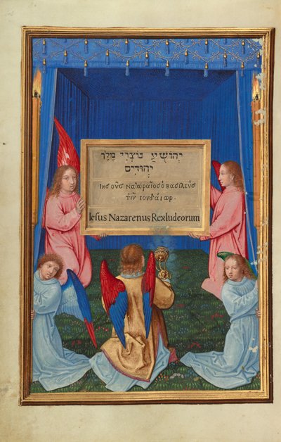Die Anbetung der beschrifteten Tafel vom Kreuz von Simon Bening