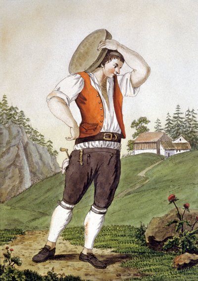 Kuhhirte in der Schweiz, frühes 19. Jahrhundert (Gravur) von Simon Daniel Lafond