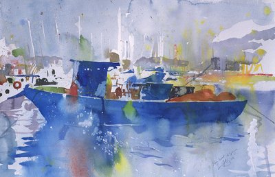 Blaues Boot La Spezia, Italien, 2002 von Simon Fletcher