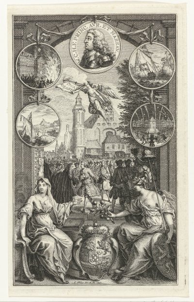 Allegorie auf die Erhebung von Wilhelm IV. zum Statthalter, 1747 von Simon Fokke