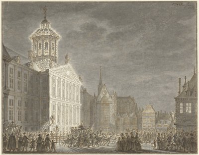 Illumination des Rathauses für Wilhelm V. und Wilhelmina von Preußen, 1768 von Simon Fokke