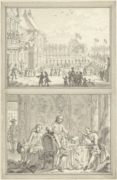 Palast Honselaarsdijk wechselt den Besitzer / Verkauf der preußischen Herrlichkeiten an Anna von Hannover, 1754 von Simon Fokke
