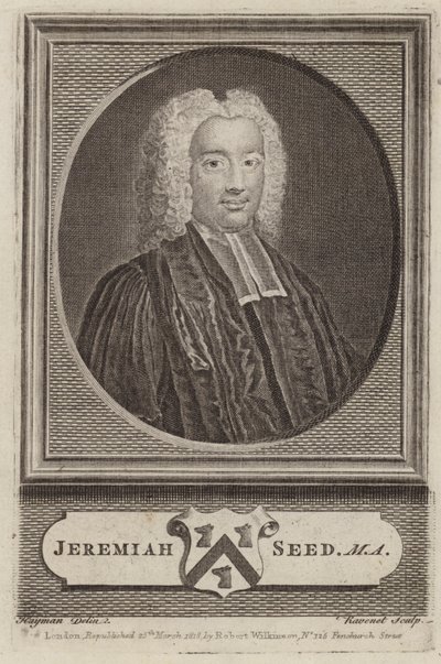 Jeremiah Seed, englischer Geistlicher und Akademiker (Stich) von Simon Francois (after) Ravenet