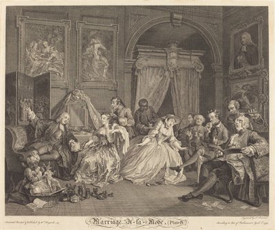 Heirat à la Mode: pl.4 von Simon Francois Ravenet I after William Hogarth