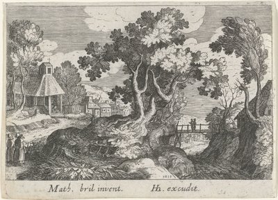 Landschaft mit einem Baum von Simon Frisius