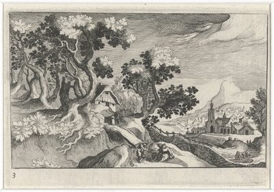 Landschaft mit einigen Gebäuden von Simon Frisius