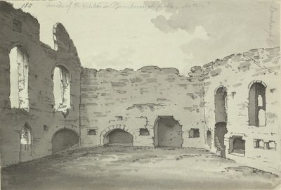Bamburgh Castle, Küchenruinen, Add. 15542, f.180, ca. 1780 von Simon H. Grimm