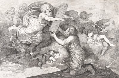 Moses auf dem Sinai, Die Tafeln des Gesetzes, 1773 von Simon Julien