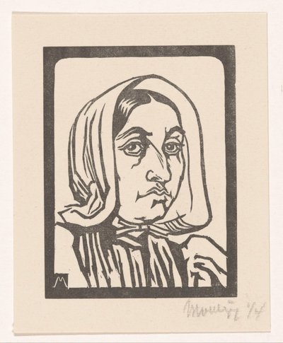 Kopf einer Frau mit Haube von Simon Moulijn (signed by artist)