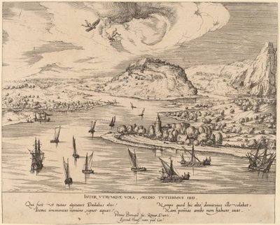 Flusslandschaft mit dem Sturz des Ikarus von Simon Novellanus after Pieter Bruegel the Elder