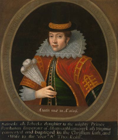 Pocahontas (ca. 1595-1617), nach 1616 von Simon de (after) Passe