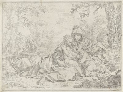 Heilige Familie mit dem jungen Johannes dem Täufer von Simone Cantarini