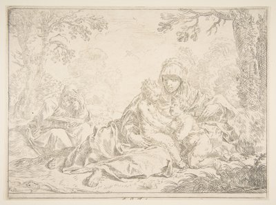Heilige Familie mit Johannes dem Täufer, ca. 1637-1640 von Simone Cantarini