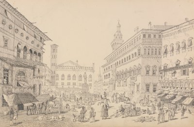 Album mit 30 Ansichten in Tirol und Italien: Platz in Bologna, Kathedrale und Palast des päpstlichen Legaten 12. Nov. 1840 von Sir Charles D