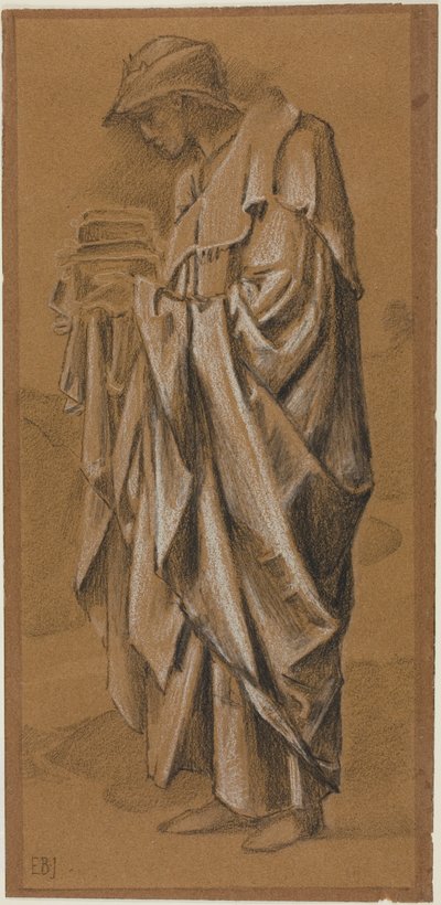 Stehende drapierte Figur im Profil nach links von Sir Edward Burne Jones