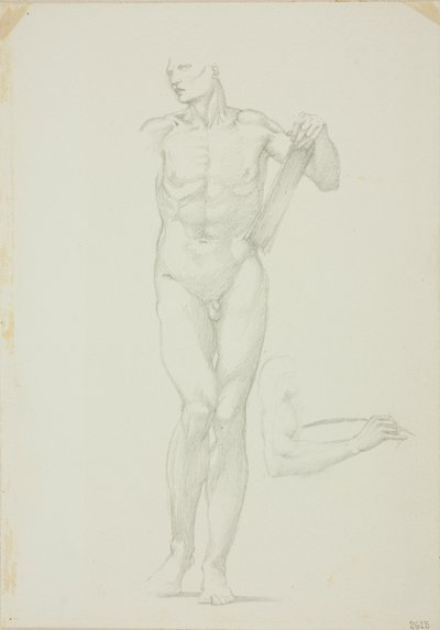 Stehender Mann mit Tafel; separate Skizze des rechten Arms von Sir Edward Burne Jones