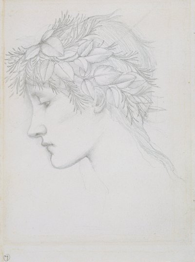 Kopf mit Blättern gekrönt, 1897 von Sir Edward Coley Burne Jones