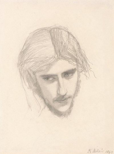 Studie für den Kopf von Ferdinand in "Ferdinand von Ariel gelockt" von Sir John Everett Millais